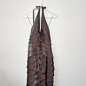 Cache Chocolate Backless Halter Dress NWT